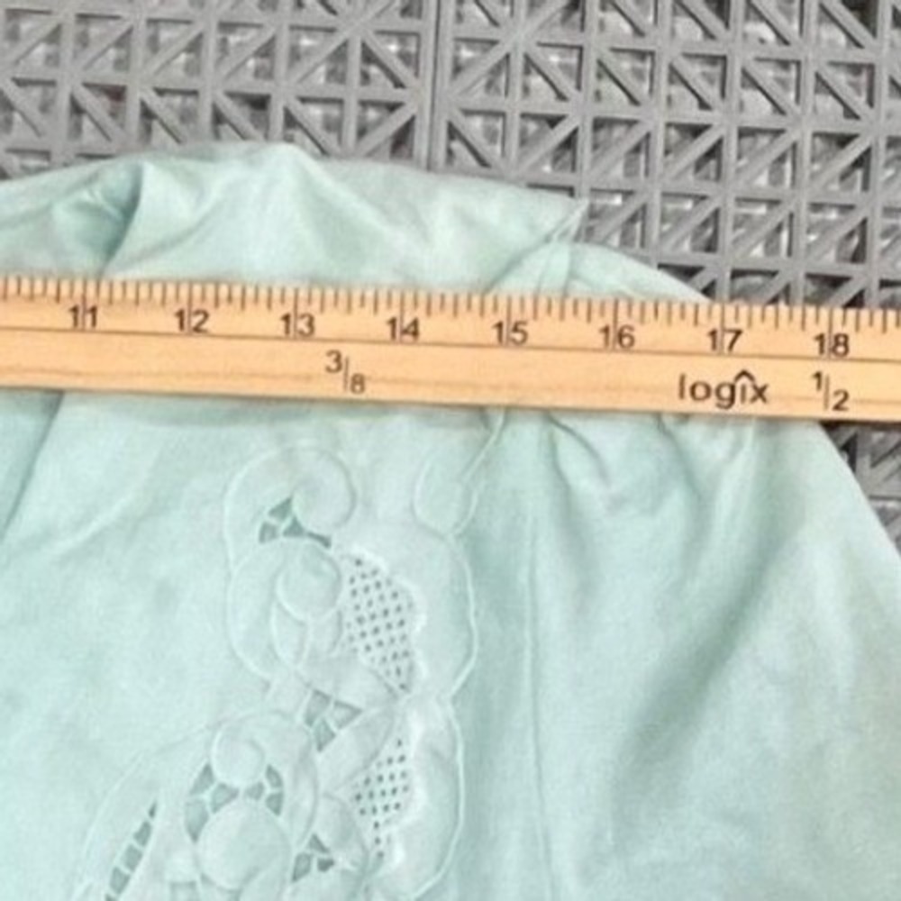 Vintage Y2K Light Mint Green Button Front Eyelet Collar Dress Size 10 Feminine - Picture 13 of 15